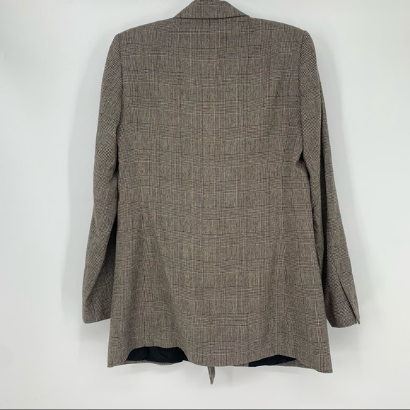 Zara Brown Checked Micro Plaid Double Breasted Overszied Blazer Size M - Picture 10 of 10